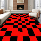 Crimson Black Checkerboard Fragment Rug