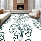 Dark Green Victorian Flourish Scroll Rug