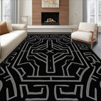 Geometric Black and Gray Profile Rug