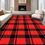 Bold Red Black Plaid Checkered Rug