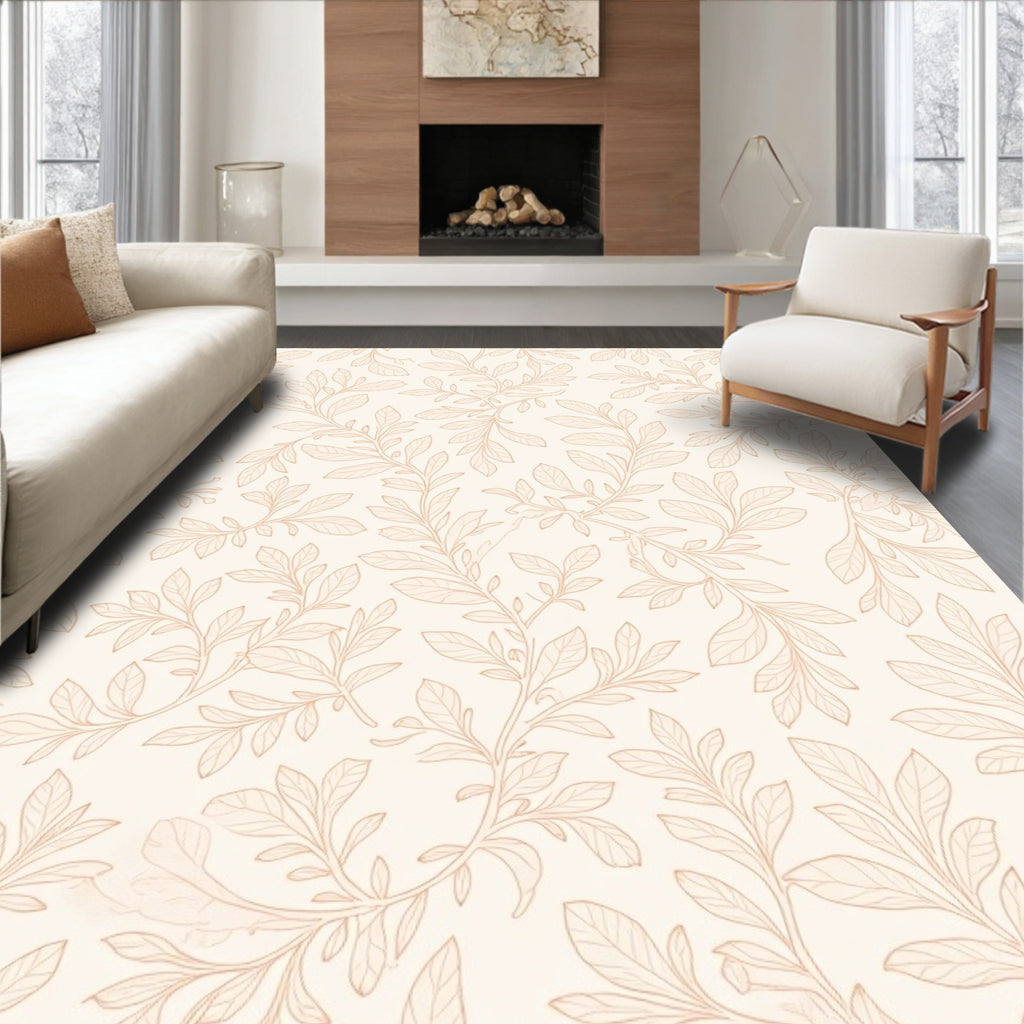 Pale Peach Botanical Garden Vines Rug