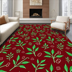 Crimson Greenery Leaf Cluster Rug