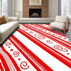 Bold Red Swirl Diagonal Stripes Rug