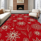 Lush Red Golden Floral Garden Rug