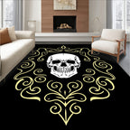 White Skull Yellow Scroll Emblem Rug