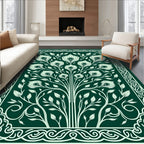 Emerald Peacock Feather Floral Arrangement Rug