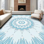 Frosty Blue Radial Crystal Mandala Rug