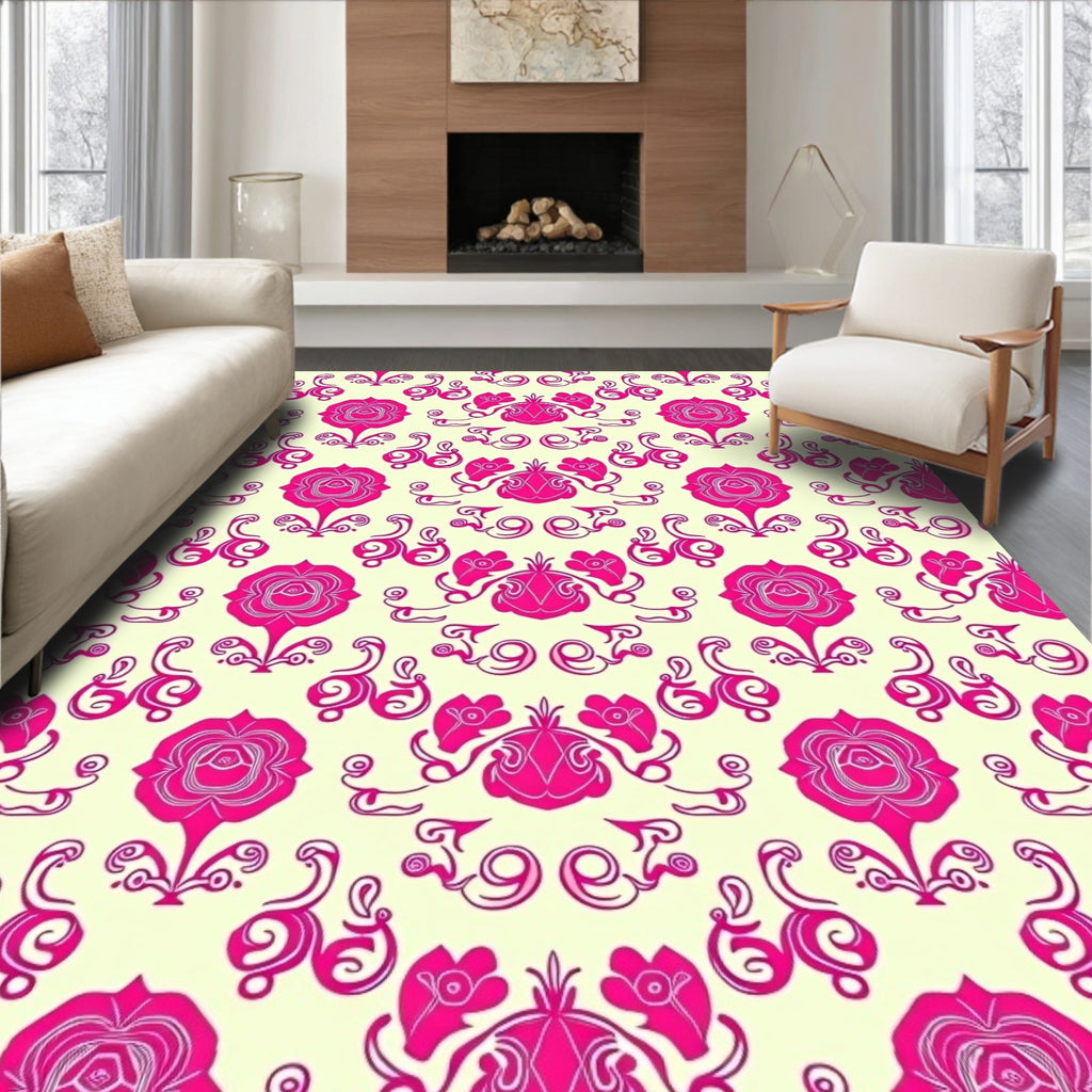 Vibrant Rose Vine Arrangement Rug