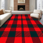 Bold Red Lumberjack Plaid Squares Rug