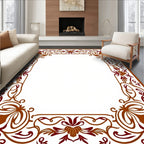 Ornate Crimson Floral Border Rug