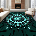 Emerald Teal Radiant Starburst Mandala Rug