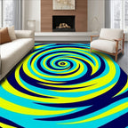 Bold Blue Yellow Swirl Rug