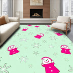 Pink Snowman Snowflake Fun Rug