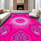 Vibrant Pink Floral Sunburst Medallion Rug
