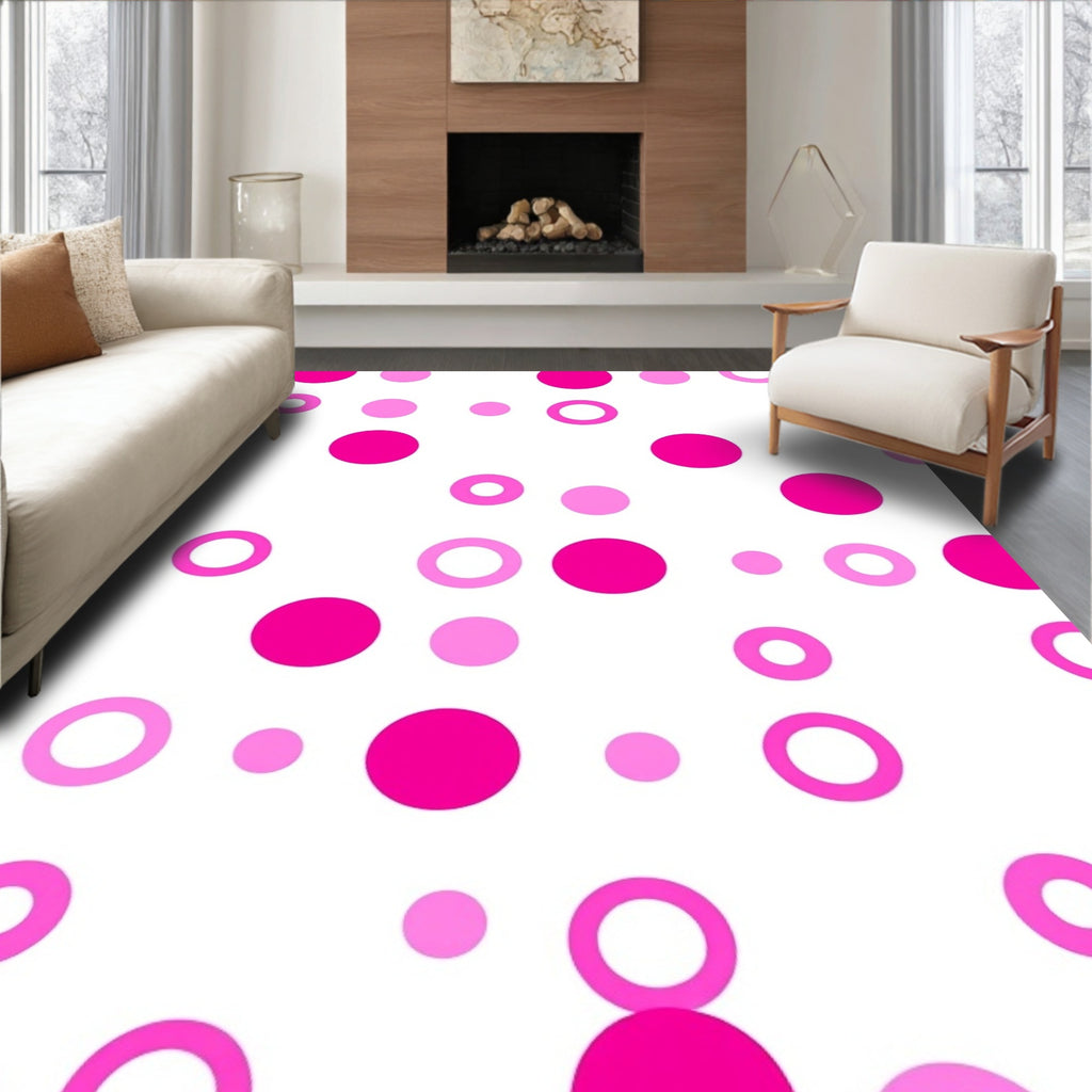 Pink Polka Dot Circles Rug
