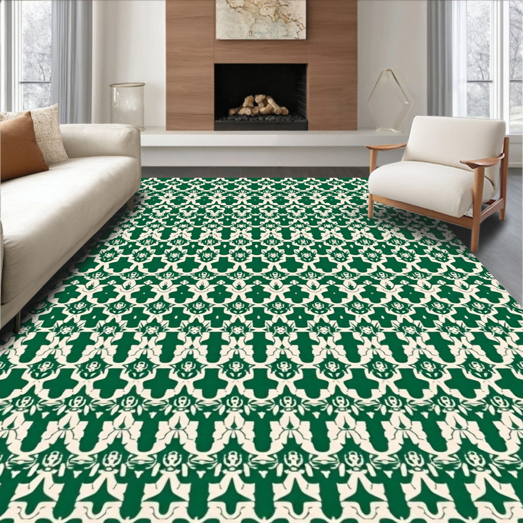 Emerald Cream Intricate Scrollwork Rug