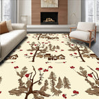 Woodland Village Red Berry Scene Rug