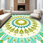 Radiant Teal Green Mandala Sunburst Rug