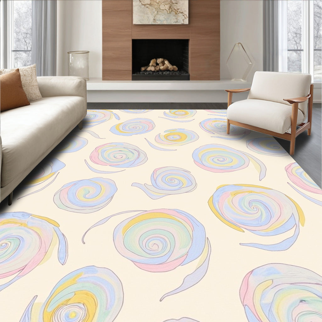 Pastel Swirls Abstract Garden Rug