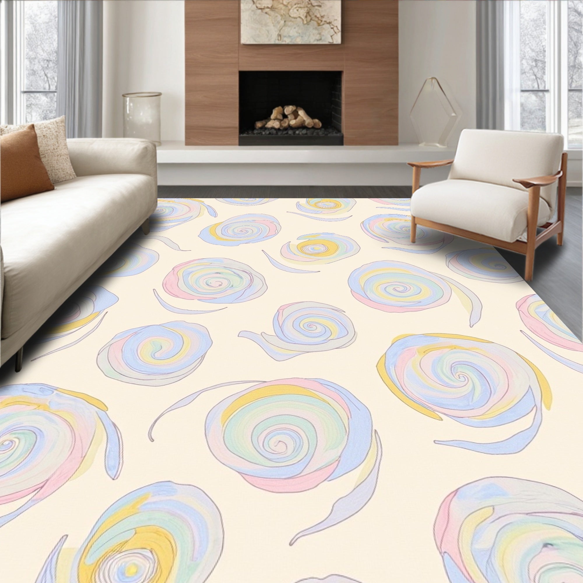 Pastel Swirls Abstract Garden Rug