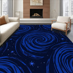Deep Blue Swirling Galaxy Stars Rug
