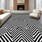 Bold Black White Chevron Flow Rug