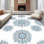 Winter Blue Snowflake Medallion Burst Rug