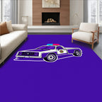 Retro Police Truck With Flashing Lights Rug