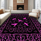 Pink Birds Floral Scrollwork Medallion Rug