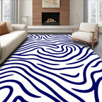 Deep Blue Organic Wavy Lines Rug