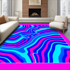 Vivid Blue Pink Abstract Swirls Rug