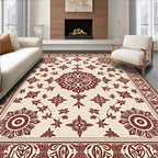 Crimson Floral Medallion Jacobean Rug