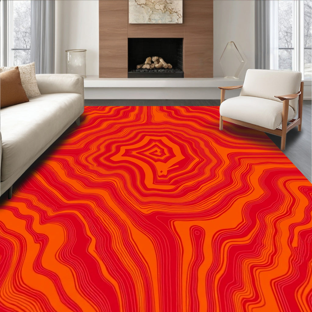 Crimson Orange Agate Swirl Rug