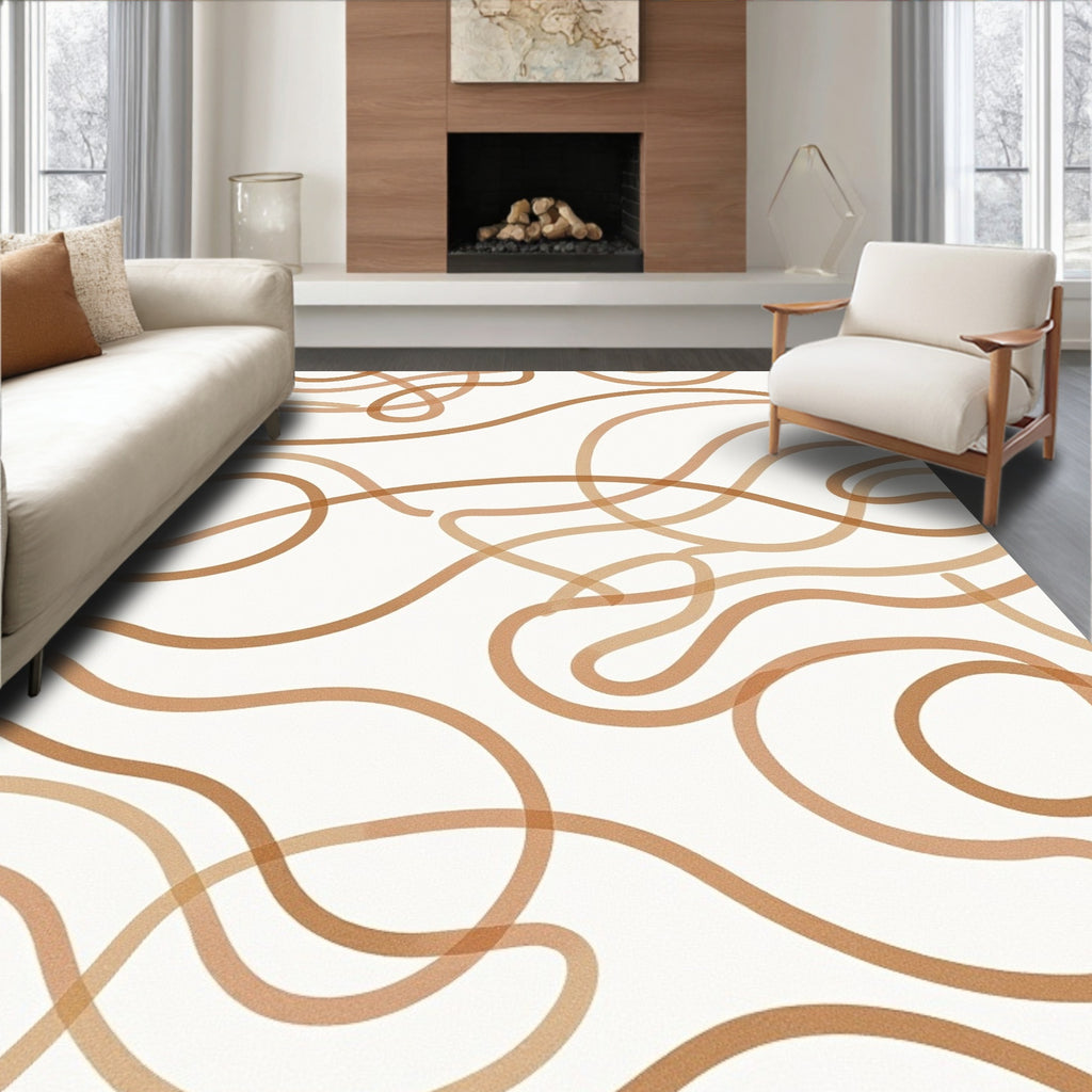 Earthy Tones Wavy Line Flow Rug