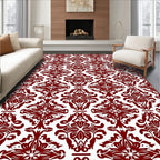 Deep Red Baroque Damask Rug