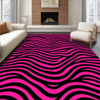 Vibrant Pink Zebra Stripe Waves Rug