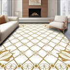 Golden Floral Lattice Square Rug