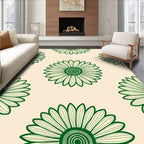 Verdant Green Daisy Blossom Repeater Rug