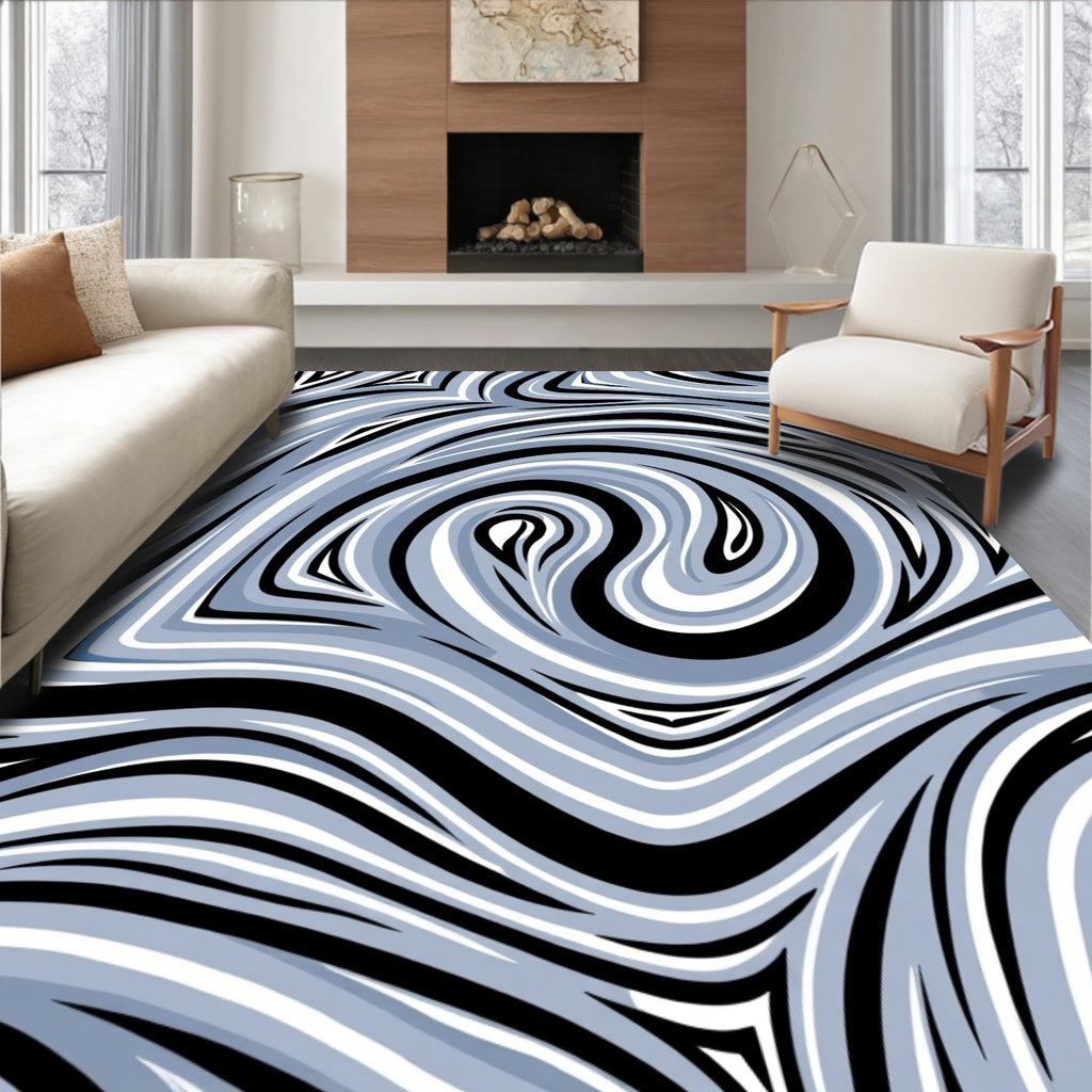 Monochromatic Swirl Fluid Abstract Rug