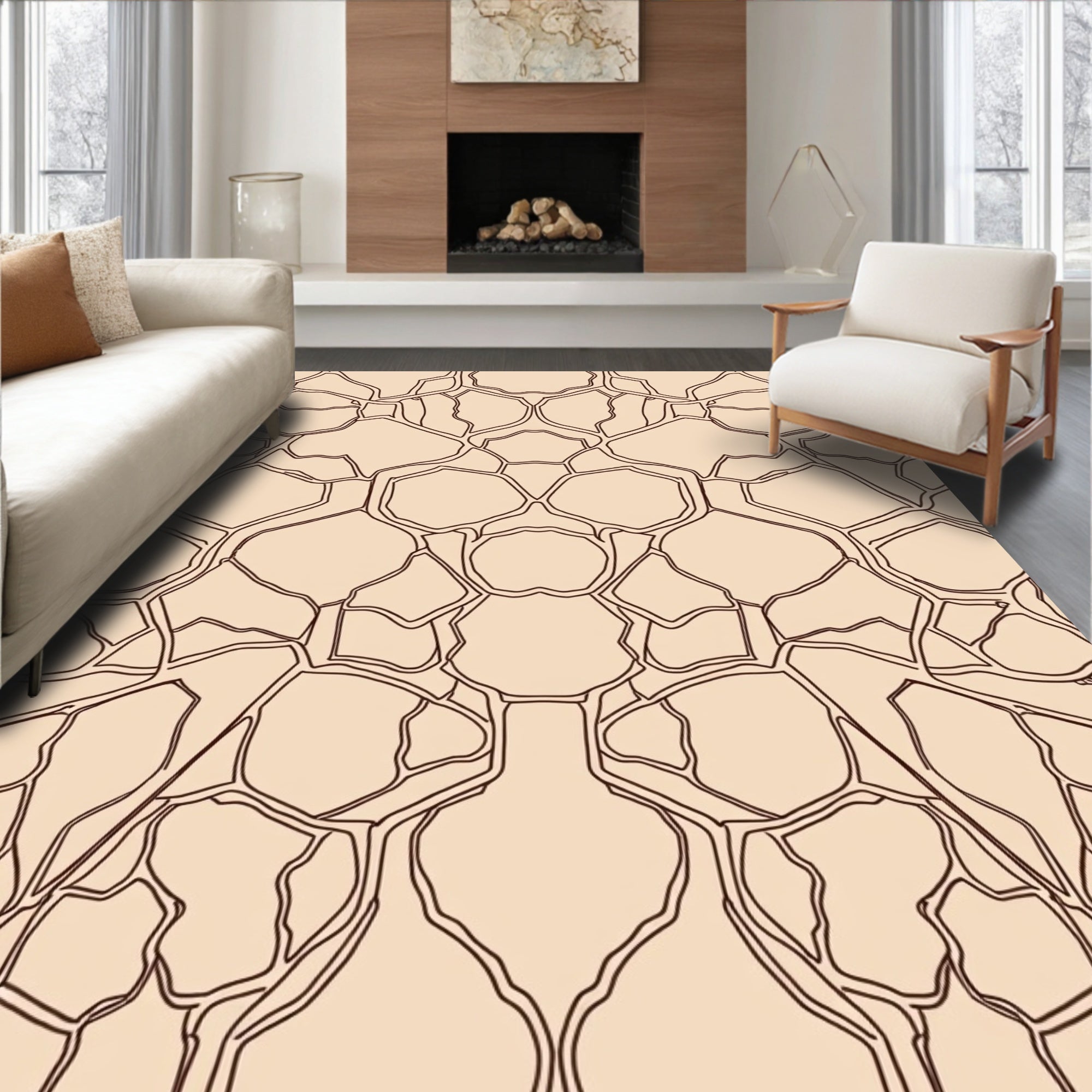 Abstract Stone Fragment Outline Rug