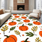 Autumn Orange Pumpkin Leaf Scatter Rug