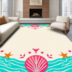 Coral Seashell Starfish Waves Rug