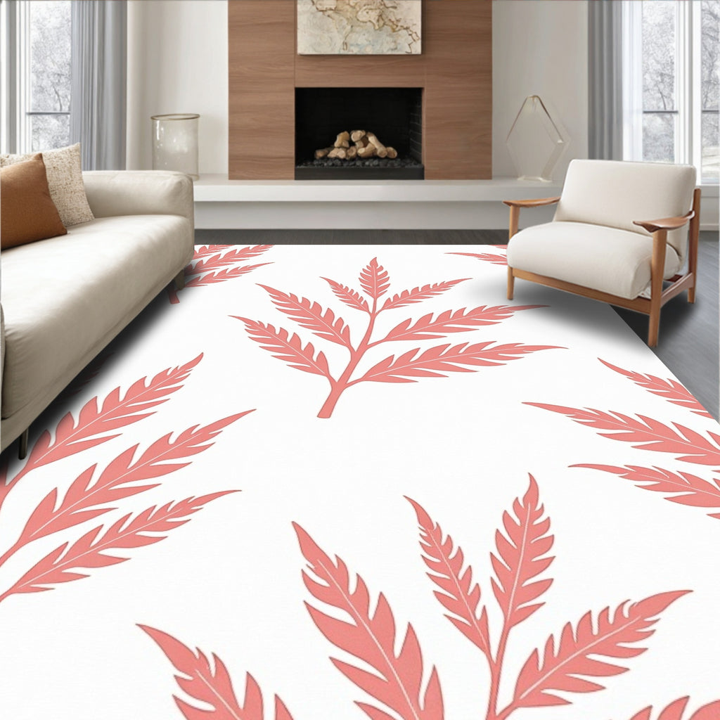 Coral Fern Frond Repeating Pattern Rug