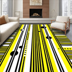 Modern Yellow Black Stripe Orb Rug