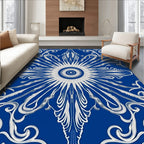 Elegant Cobalt Sunburst Swirl Rug