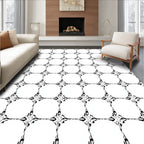 Black White Interlocking Circles Grid Rug