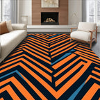 Bold Orange Blue Zigzag Lines Rug
