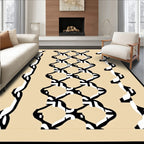 Cream Black Geometric Lattice Rug
