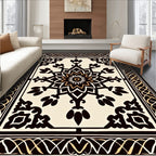Classic Black Gold Medallion Frame Rug