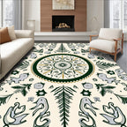 Dark Green Emerald Sunburst Garden Rug